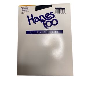 Hanes Too Silky Sheers Pantyhose Black Size EF Style H59 Control Top Sandalfoot